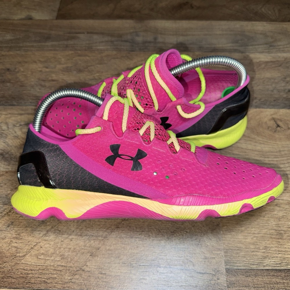 Under Armour Woman's Pink Yellow & Black Speed Form Shoes Size 8